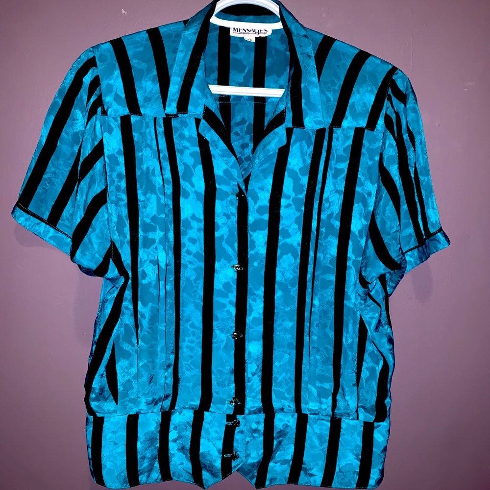 Vintage striped button up blouse T-shirt